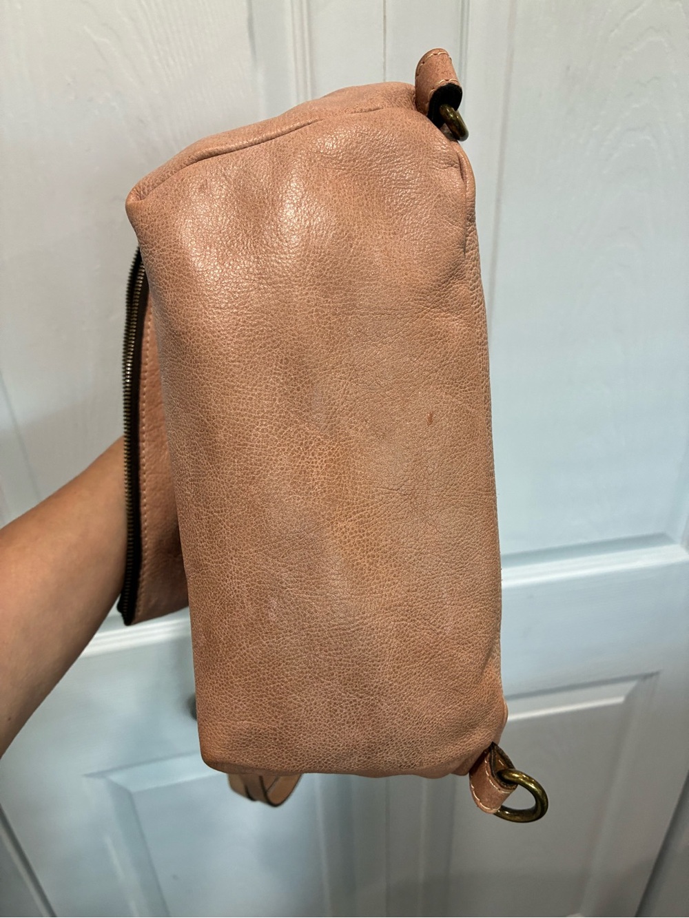 Patricia Nash Blush Tan Leather Convertible Bag with Tassel - Picture 7 of 12